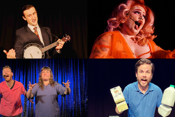 'The Ukulele Man Show', 'Live Laugh Lesbian', 'Hot Fat Crazy', and 'An Utterly Rubbish Adventure'
