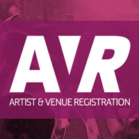 crowd of people from behind under a purple overlay. AVR logo placed over the image