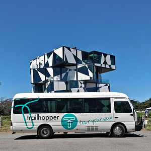 TrailHopper bus infront of the D'Arenberg cube