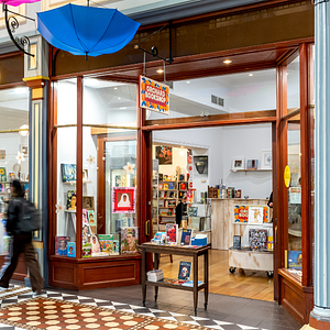 View of Orchard Bookshop from Adelaide Arcade