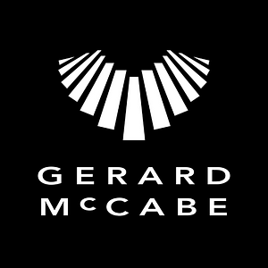 Gerad McCabe logo, white text on a black background